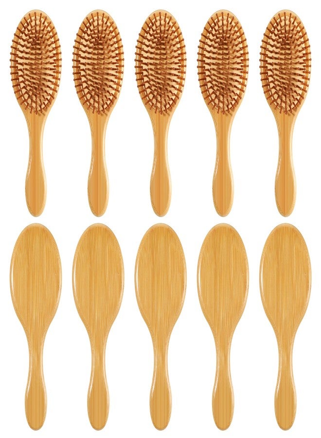 Wanmu 10 Pcs Bamboo Hair Brush, Bulk Natural Wooden Paddle Brush Round-tipped Bamboo Bristles Lightweight Massage Scalp Hair Combs for Women Men and Children, Stimulates Scalp for Hairs Growth (Small) - Image 5